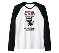 16th Wedding Anniversary, I Survived 16 Years of Marriage Raglan Baseball Tee
