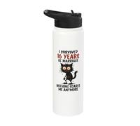 16th Wedding Anniversary, I Survived 16 Years of Marriage Stainless Steel Insulated Water Bottle