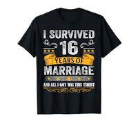 16th Wedding Anniversary shirt Couples Husband Wife 16 Years T-Shirt