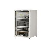16U Audio-Visual Equipment Rack, Glass Door, 300KG Load Capacity, Stage Performance Trolley,White