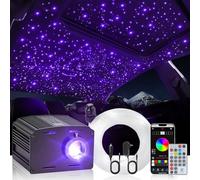 16W Twinkle & Music Sound Activated Starlight Headliner Kit for Car Home Star Ceiling, RGBW 300pcs*0.03in*9.8ft Fiber Optic Car Roof Sky Lights, APP& Remote Controlled Engine End Glow Fiber Strands