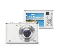 16X Digital Zoom Camera for Travel Photography, 2.4 Inch 44MP 4K Ultra HD Dual Lens Camera, Shock Proof Compact Digital Camera for Travel Graduation for Adults and Teens (White)