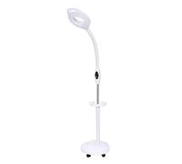 16x Led Magnifying Glass Floor Lamp - 5 Wheel Rolling Base Adjustable Swivel Arm Reading Magnifier Light With Gooseneck - For Professional Tasks,jewelry,sewing, Crafts