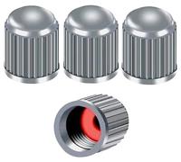 16x Premium Silver Tyre Valve Caps with Internal Air/Dust/Water Seals - Universal Car, Motorcycle & Cycle Fit - Durable Plastic Accessory Grey