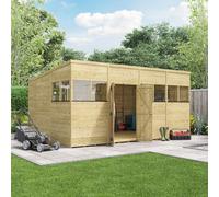 BillyOh Switch Tongue and Groove Pent Wooden Shed - 16x10 Windowed 15mm Garden Shed