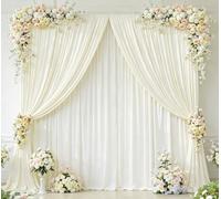 16x10FT Cream White Backdrop Curtain for Wedding Parties, Wrinkle Free Polyester Photography Backdrop Drapes for Wedding Baby Shower Birthday Parties Stage Background Stand Decorations 4x10ft,4 Panels