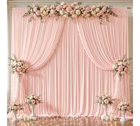 16x10FT Pale Pink Backdrop Curtains for Wedding Parties, Wrinkle Free Polyester Photography Backdrop Drapes for Wedding Baby Shower Birthday Parties Stage Background Stand Decorations 4x10ft,4 Panels