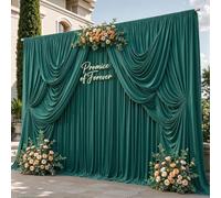 16x10ft Wrinkle Free Hunter Green Backdrop Curtain, 4 Panels High Density Photography Backdrop Drapes Fabric for Wedding Birthday Party Stage Photo Background Decorations