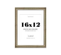 16x12 Champagne Silver Ornate Photo Frame With White Mat For 12x10 Picture, Ready to Hang or Stand, 1 Pack