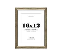 16x12 Champagne Silver Ornate Photo Frame With White Mat For 13x9 Picture, Ready to Hang, 1 Pack