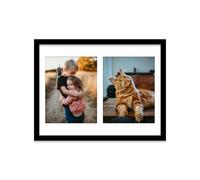 16x12 Inch 2 Opening Photo Collage Frame, Display Two 9x7 Inch Photos, Multi Aperture Family Picture Frame, Thin 22mm Edge, Black