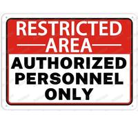 16x12 inch Restricted Area Authorized Personnel Only,Rustic Metal Tin Wall Art Decor for Home Cafe Bar Kitchen