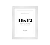 16x12 White Frame With Mount for 13x9 Pictures 28mm Edge Portrait and Landscape Display with Wall Hooks, 1 Pack