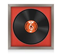 16X16" Aluminium Modern Vinyl Record Frame With Poppy Red Mount For 12 Inch Lp Disc - Ak Frames