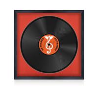 16X16" Black Classic Vinyl Record Frame With Poppy Red Mount For 12 Inch Lp Disc - Ak Frames