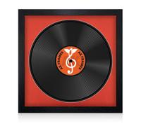 16X16" Black Modern Vinyl Record Frame With Poppy Red Mount For 12 Inch Lp Disc - Ak Frames