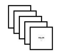 16x16 Black Picture Frame with Large Mount for 5x5 Photos, Prints - Modern Square Wall Frame, Set of 5