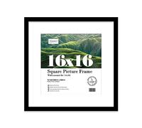 16x16 Black Picture Frame with Mount for 14x14 Photos, Prints - Modern Square Wall Frame, 1 Pack