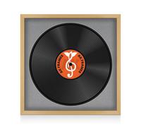 16X16" Country Pine Classic Vinyl Record Frame With Mid Grey Mount For 12 Inch Lp Disc - Ak Frames