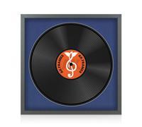 16X16" Dark Grey Sleek Vinyl Record Frame With Blue Mount For 12 Inch Lp Disc - Ak Frames