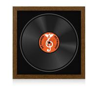 16X16" Dark Oak Modern Vinyl Record Frame With Black Mount For 12 Inch Lp Disc - Ak Frames