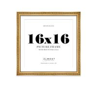 16x16 Gold Ornate Photo Frame With White Mat For 15x15 Picture, Ready to Hang, 1 Pack
