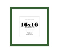 16X16" Green Picture Frame - 16X16" Square Frame With 13X13" Mount For 16X16"/13X13" Pictures Moderrn Style Thin Edge, 1 Pack