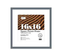 16x16 Grey Picture Frame with Mount for 14x14 Photos, Prints - Modern Square Wall Frame, 1 Pack