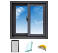 16x16 Inch Black Aluminum Alloy Frame Home Window Replacement - Durable Energy-Efficient Easy Install for Improved Ventilation & Aesthetic Appeal