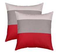 16x16 Inch Stripes Ombre Grey Red Square Cushion Covers Set of 2 Boys Geometric Reversible Throw Pillow Covers For Modern Striped Art Pillow Covers Home Decor Abstract