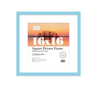 16X16" Light Blue Picture Frame - 16X16" Square Frame With 14X14" Mount For 16X16"/14X14" Pictures Moderrn Style Thin Edge, 1 Pack