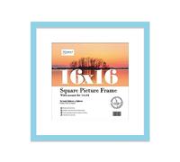 16x16 Light Blue Picture Frame with Mount for 14x14 Photos, Prints - Modern Square Wall Frame, 1 Pack