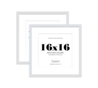 16x16 Light Grey Picture Frame with Mount for 14x14 Photos, Prints - Modern Square Wall Frame, Set of 2