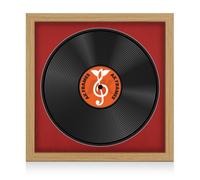 16X16" Light Oak Modern Vinyl Record Frame With Crimson Mount For 12 Inch Lp Disc - Ak Frames
