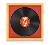 16X16" Matte Yellow Modern Vinyl Record Frame With Poppy Red Mount For 12 Inch Lp Disc - Ak Frames