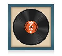 16X16" Navy Blue Modern Vinyl Record Frame With Ivory Mount For 12 Inch Lp Disc - Ak Frames