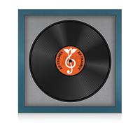 16X16" Navy Blue Modern Vinyl Record Frame With Mid Grey Mount For 12 Inch Lp Disc - Ak Frames