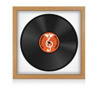 16X16" Oak Modern Vinyl Record Frame With White Mount For 12 Inch Lp Disc - Ak Frames
