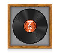 16X16" Rustic Oak Modern Vinyl Record Frame With Mid Grey Mount For 12 Inch Lp Disc - Ak Frames