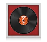 16X16" White Ash Modern Vinyl Record Frame With Crimson Mount For 12 Inch Lp Disc - Ak Frames