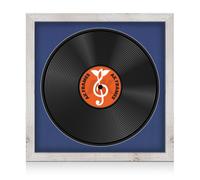 16X16" White Rustic Modern Vinyl Record Frame With Blue Mount For 12 Inch Lp Disc - Ak Frames