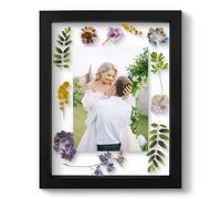 16x20 Floating Picture Frame - Black Solid Wood Frame for Pressed Flower - Real Glass of Front - Use as 11x14 or 12x16 Picture Frame - for Wall Mount Display (Black, 1 Pack)