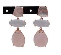 16x20mm Blue Chalcedony Rose Quartz Dangle rose gold plated Stud Earrings Gemstone women Fashion Jewelry