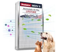 16x25x5 Washable Electrostatic Air Filter, MERV 8 Aluminum AC/HVAC Furnace Filter, Reusable Permanent Air Filter, Lasts a Lifetime, Increases Airflow（Actual Size:15.75"x 24.5"x4.75")