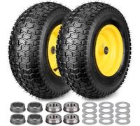 16x6.50-8 Tire and Wheel, 2 Pcs Lawn Mower Tires 16x6.50-8 with 3/4" Bushings & 3" Offset Hub, 16x6.50x8 Lawn Tractor Tires with Rim (Fit Most Craftsman John Deere) Compatible with Lawn Mower Tractor