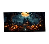 16x7ft Halloween Garage Door Banner with Hooks & Rope, Horror Castle Photo Backdrop & Door Cover for Halloween Party, Haunted House & Outdoor Decor