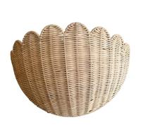 16x7x10 Inch Rustic Wicker Hanging Basket with Scalloped Edge, Wall-Mounted Woven Storage for Fruit, Vegetables, Plants & Bathroom/Kitchen Essentials
