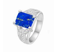 17.00 Ratti / 16.45 Carat Blue Lajward Stone Panchdhatu Adjustable Silver Plated Ring Natural Aa++ Quality Original Lapis Lazuli Lajwart Rashi Ratna Pathar Gemstone For Men And Women-B0CKBTPJMRNAMZ