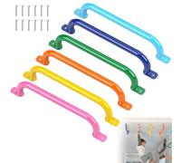 17.1 Inch Playground Handles Metal Monkey Bars Indoor Outdoor Swing Set Accessories Grab Handle Playset Hand Grips for Playhouse, Treehouse, Jungle Gym, Climbing Frame (6 Pack, 6 Colors)