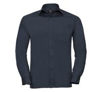 (17-17.5, French Navy) Russell Collection Mens Long Sleeve Shirt